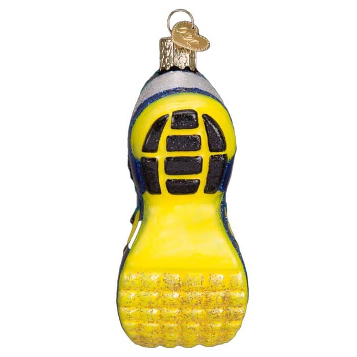 Yellow Running Shoe Ornament Old World Christmas Back
