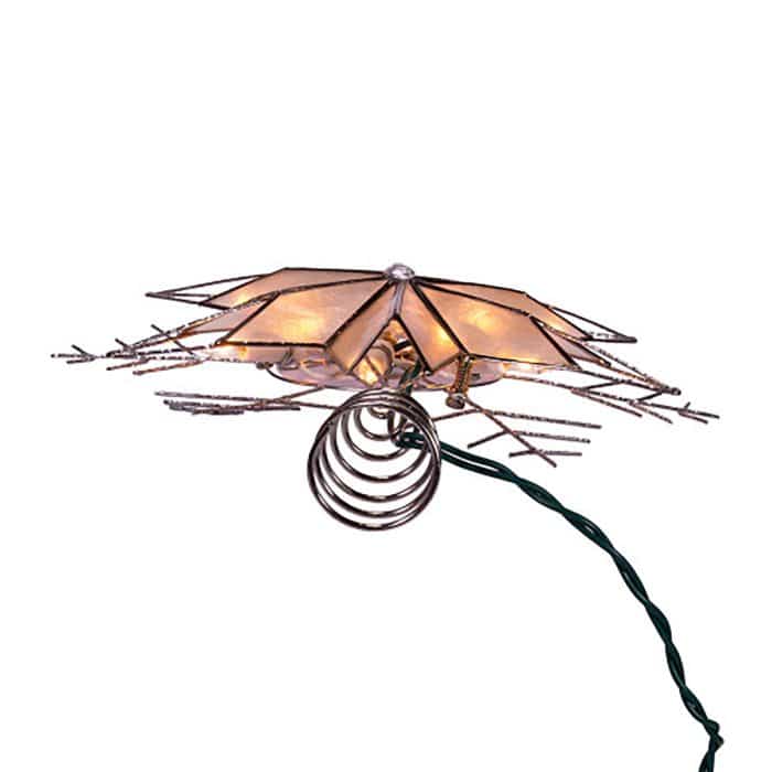 Capiz Snowflake Lit Tree Topper Silver Wire Coil