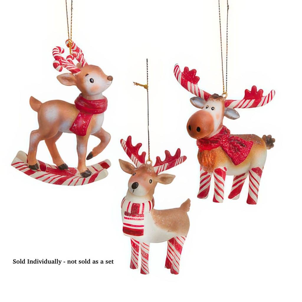 Candy Cane Moose or Reindeer Ornaments