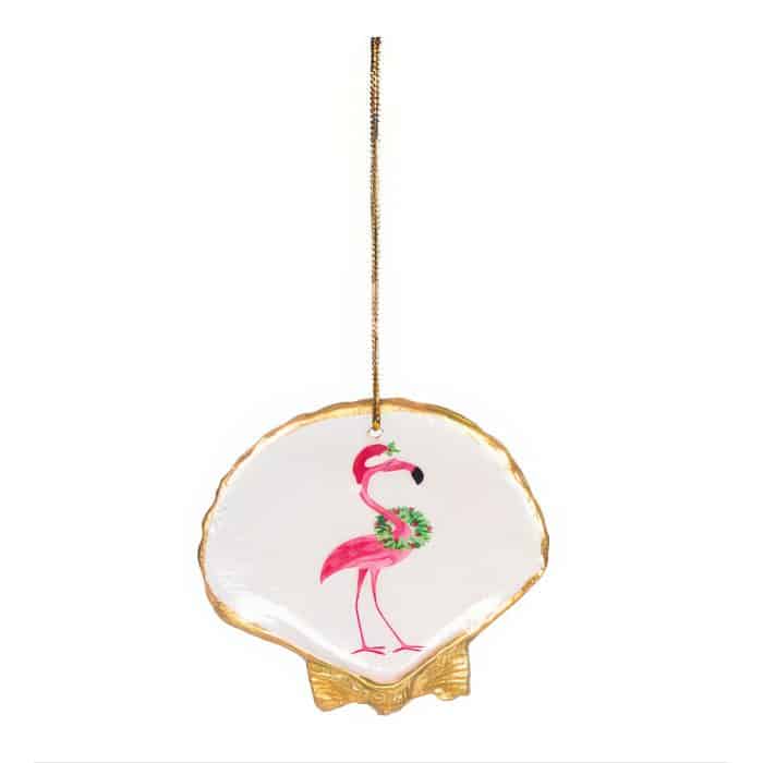 Flamingo Scallop Shell Ornament