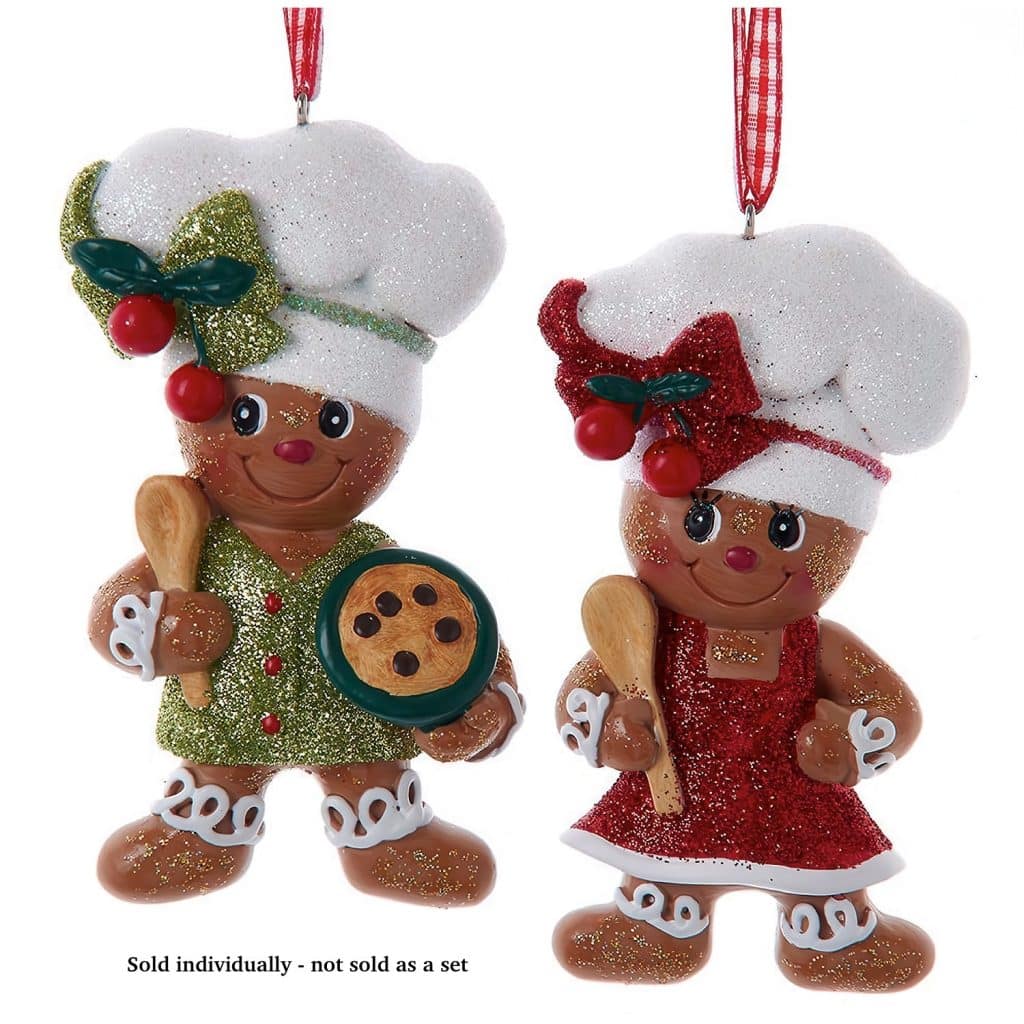 Gingerbread Bakers Green or Red Ornaments