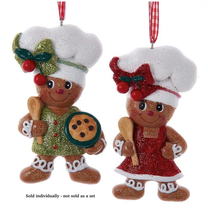 Gingerbread Bakers Green or Red Ornaments