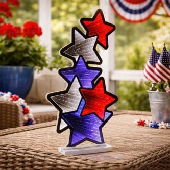 Patriotic Star Stack Infinity Lit Decor Table Decor
