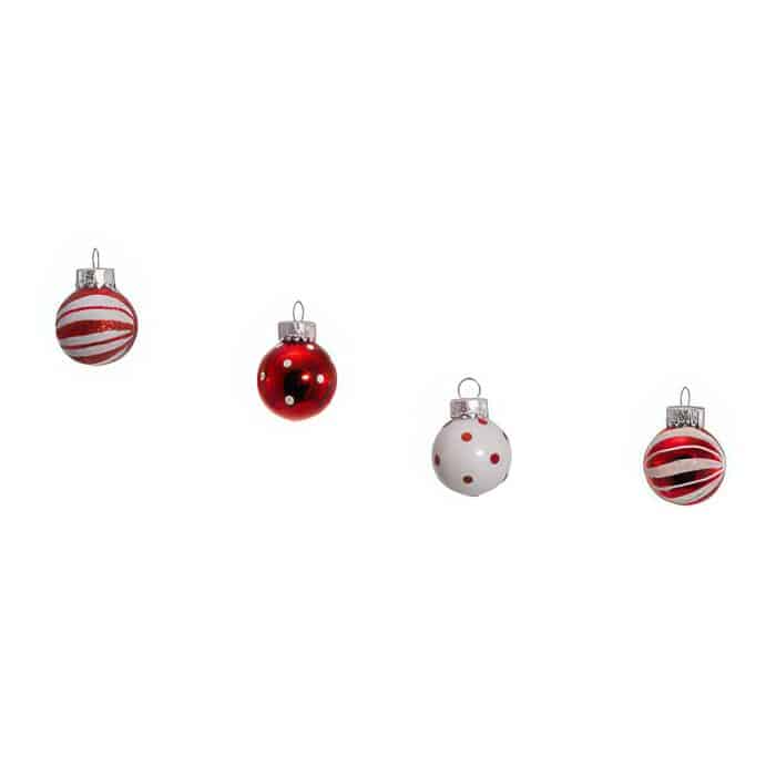 Red and White Mini Ornament Set Front