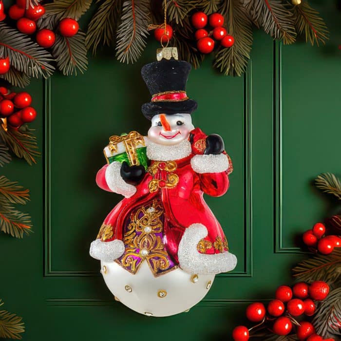 Snowman with Top Hat Bellissimo™ Ornament Glam
