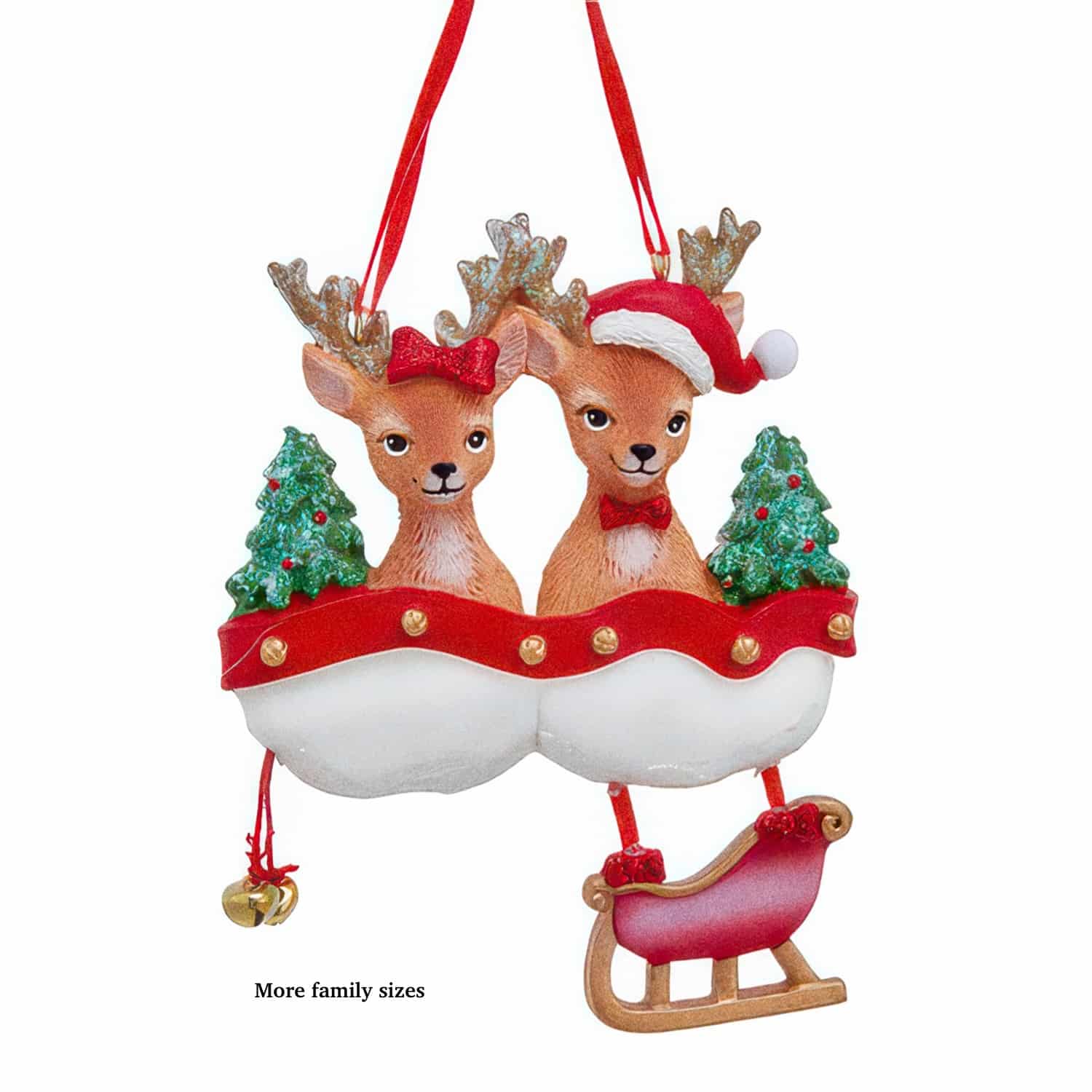 Personalized reindeer family Christmas ornament with a name for each member