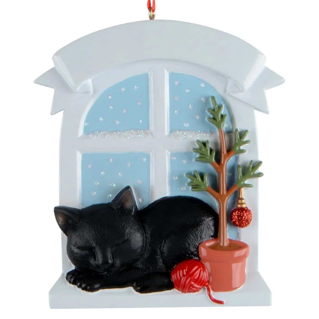 Black Cat Window Ornament Personalize