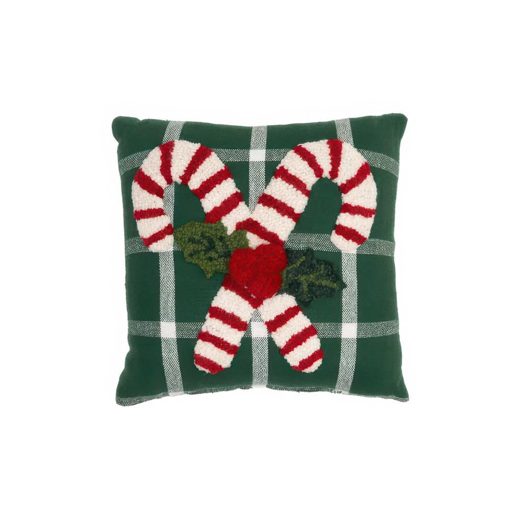 Candy Canes Hooked Pillow
