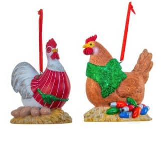 Festive Nesting Chickens Ornaments